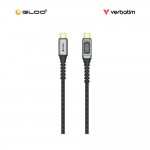 VERBATIM-120cm-E-Marker-Kevlar-Type-C-Cable-PD100W-Type-C-to-Type-C-with-LED-display-(Black)-4895117969519