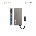 Verbatim 5-in-1 USB & Card Reader Hub (Grey) Type-C Hub with USB3.0 x 3 & SD/MicroSD Card Reader 65679 4895117956793