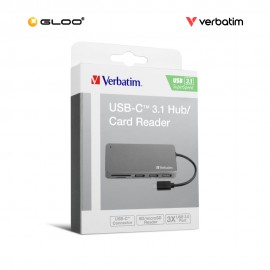 Verbatim 5-in-1 USB & Card Reader Hub (Grey) Type-C Hub with USB3.0 x 3 & SD/MicroSD Card Reader 65679 4895117956793