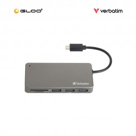 Verbatim 5-in-1 USB & Card Reader Hub (Grey) Type-C Hub with USB3.0 x 3 & SD/MicroSD Card Reader 65679 4895117956793