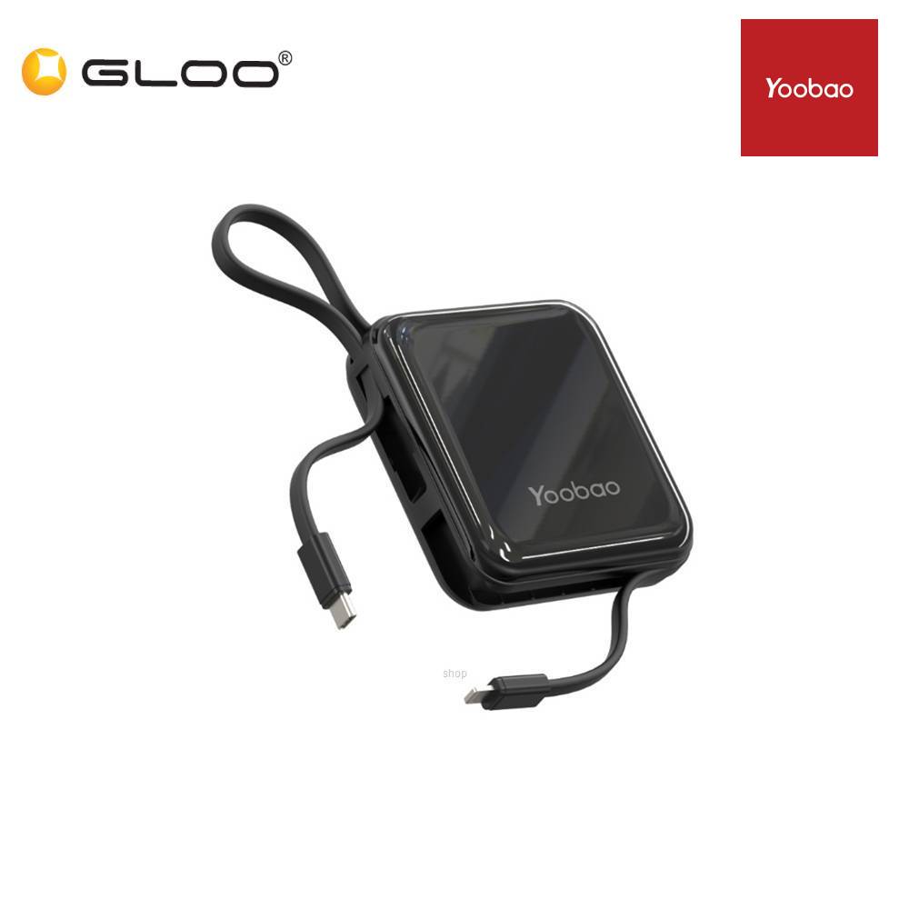 Yoobao LK10 10000mAh 22.5W Quick Charge Power Bank with Build-In Cable (Lightning & Type-C) - Black