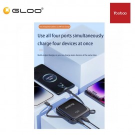 Yoobao LK10 10000mAh 22.5W Quick Charge Power Bank with Build-In Cable (Lightning & Type-C) - Purple