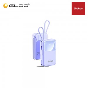 Yoobao Q18 20000mAh 22.5W Quick Charge Powerbank with Build-In Cable (Lightning & Type-C) - Purple 6937135027517