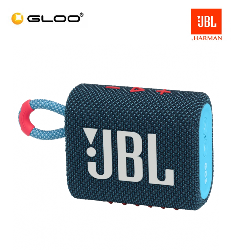 JBL Go 3 Portable Waterproof Speaker – Blue & Pink 050036377973