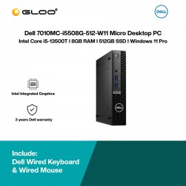 Dell 7010MC-i5508G-512-W11 Micro Desktop PC (i5-13500T,8GB,512GB SSD,Intel Integrated Graphics,W11P,3YPS)