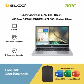 [Pre-order] Acer Aspire 3 A315-24P-R6GK Laptop (R5-7520U,8GB,512GB SSD,AMD Radeon Graphics,H&S,15.6"FHD,W11H,Silver) [ETA:3-5 working days]