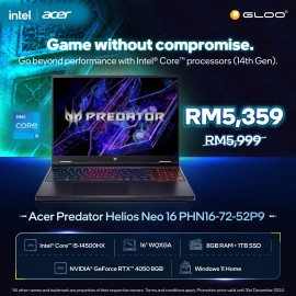 [Pre-order] Acer Predator Helios Neo 16 PHN16-72-52P9 Gaming Laptop (NVIDIA® GeForce RTX™ 4060 8GB,i5-14500HX,8GB,1TB SSD,16” WQXGA,W11H,Blk,2Y) [ETA:3-5 working days]