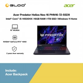 [Pre-order] Acer Predator Helios Neo 16 PHN16-72-55D9 Gaming Laptop (i5-14500HX,16GB,1TB SSD,RTX4050 6GB,16” WUXGA,W11H,Blk,2Y) [ETA:3-5 working days] 