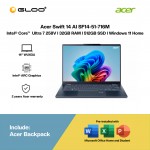 Acer Swift 14 AI SF14-51-716M Laptop (U7 Series 2-258V,32GB,512GB SSD.Intel Arc Graphics,H&S+M365,14” WUXGA,W11H,Blue,2Y)