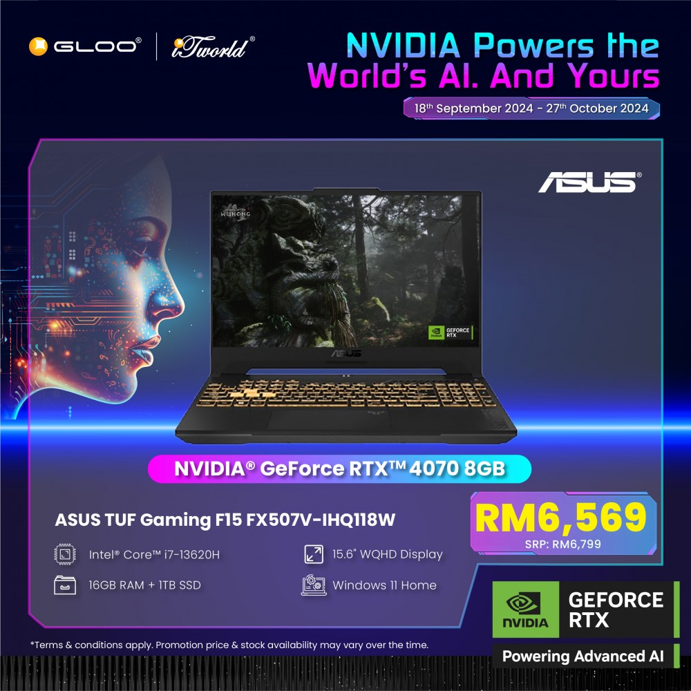 [Pre-order] ASUS TUF F15 FX507V-IHQ118W Gaming Laptop (NVIDIA® GeForce RTX™ 4070 8GB,I7-13620H,16GB,1TB SSD,15.6”WQHD,W11H,Gray,2Y) [ETA:3-5 working days]