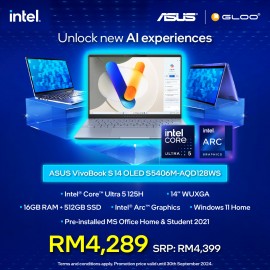 [Pre-order] ASUS Vivobook S 14 OLED S5406M-AQD128WS Laptop (CU-125H,16GB,512GB SSD,Intel Arc Graphics,H&S,14”WUXGA,W11H,Blue,2Y) [ETA:3-5 working days]