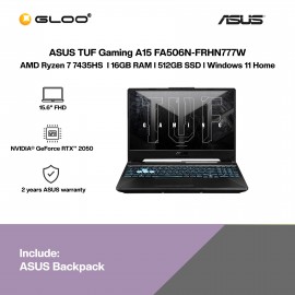 ASUS TUF Gaming A15 FA506N-FRHN777W Laptop (R7-7435HS,16GB,512GB SSD,RTX2050 4GB,15.6”FHD,W11H,Graphite Black,2Y)