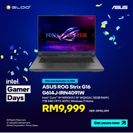 ASUS ROG Strix G16 G614J-IRN4091W Gaming Laptop (i9-14900HX,32GB,1TB SSD,RTX4070 8GB,16”QHD+,W11H,Green,2Y) 