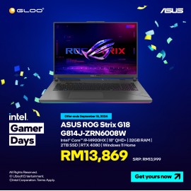 ASUS ROG Strix G18 G814J-ZRN6008W Gaming Laptop (i9-14900HX,32GB,2TB SSD,RTX4080 12GB,18” QHD+,W11H,Gray,2Y) 