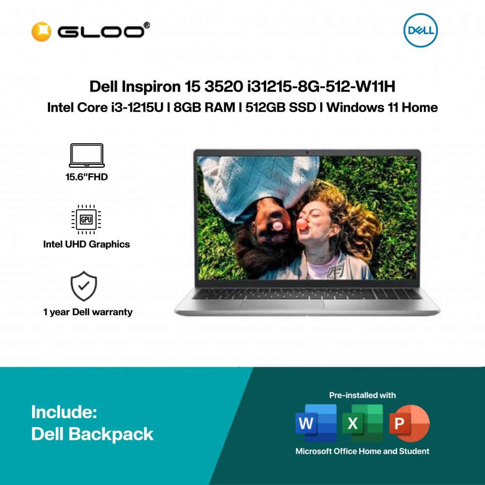 [Pre-order] Dell Inspiron 15 3520 i31215-8G-512-W11H Laptop (i3-1215U,8GB,512GB SSD,Intel UHD Graphics,H&S,15.6"FHD,W11H,Sil,1Y) [ETA:3-5 working days]