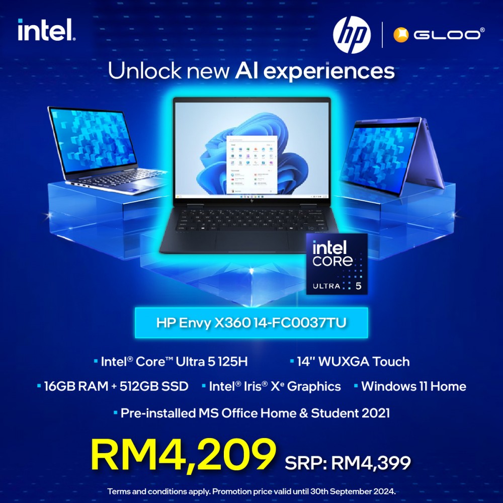 HP Envy x360 2-in-1 Laptop 14-fc0037TU (Intel® Core™ Ultra 5 125H Processor | 14'' WUXGA Touch | 16GB RAM | 512GB SSD | Intel® Iris® Xᵉ Graphics | Windows 11 Home | Pre-installed MS Office Home & Student 2021)