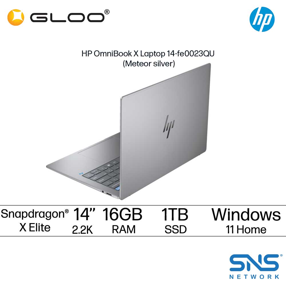 HP OmniBook X Laptop 14-fe0023QU (Snapdragon® X Elite | 14" 2.2K Touch | 16GB | 1TB SSD | Qualcomm Adreno GPU | Windows 11 Home | Preinstalled Microsoft Office Home And Student + Office 365 Basic)