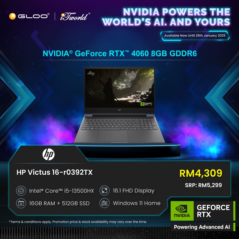 HP Victus Gaming Laptop 16-r0392TX 16.1'' FHD (Intel® Core™ i5-13500HX | 512GB SSD | 16GB | NVIDIA® GeForce RTX™ 4060 8 GB GDDR6 | Windows 11 Home)