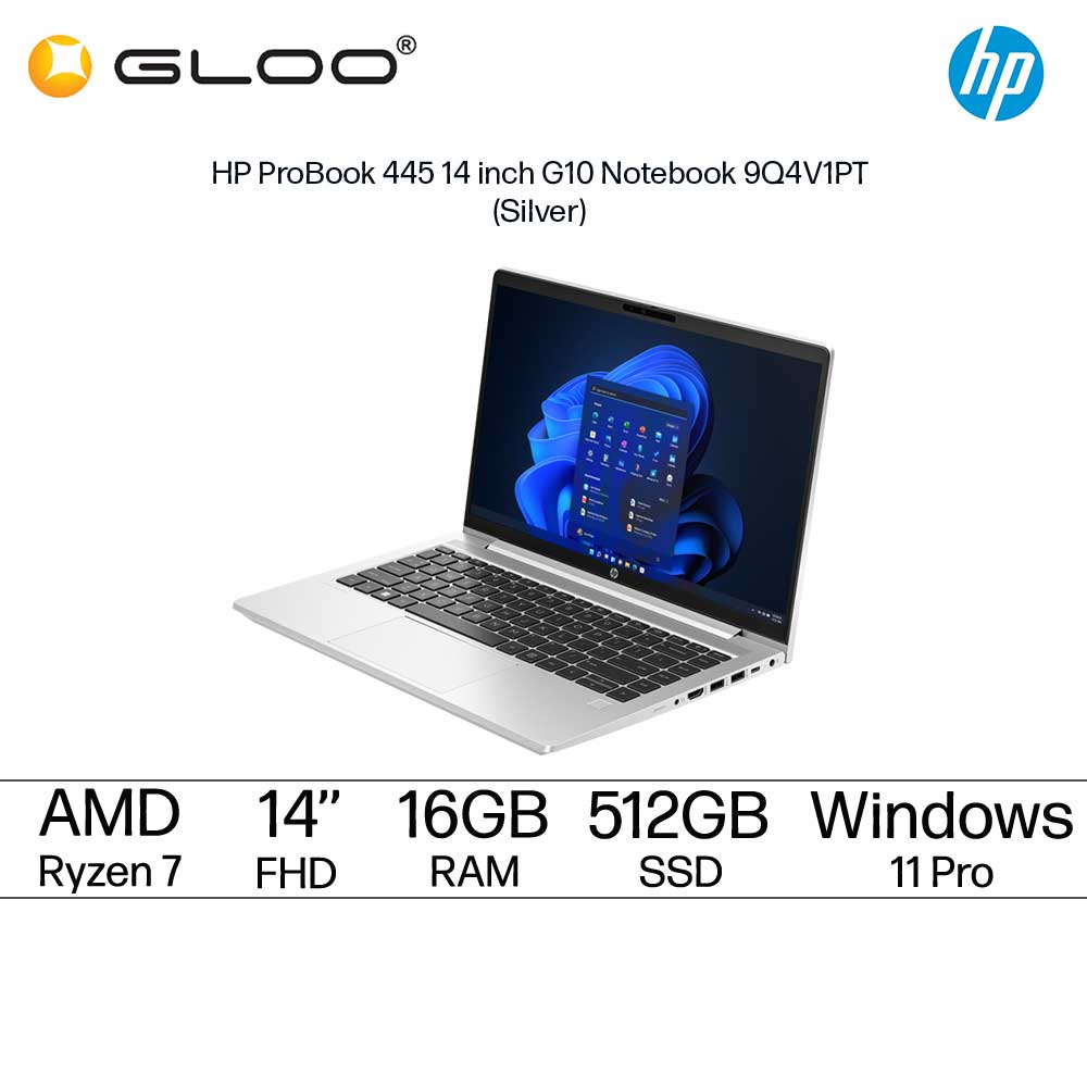 HP Probook 445 G10 9Q4V1PT (R7-7730U, 16GB, 512GB SSD, UMA, 14"FHD, Windows 11 Pro, Silver, 1 Year)