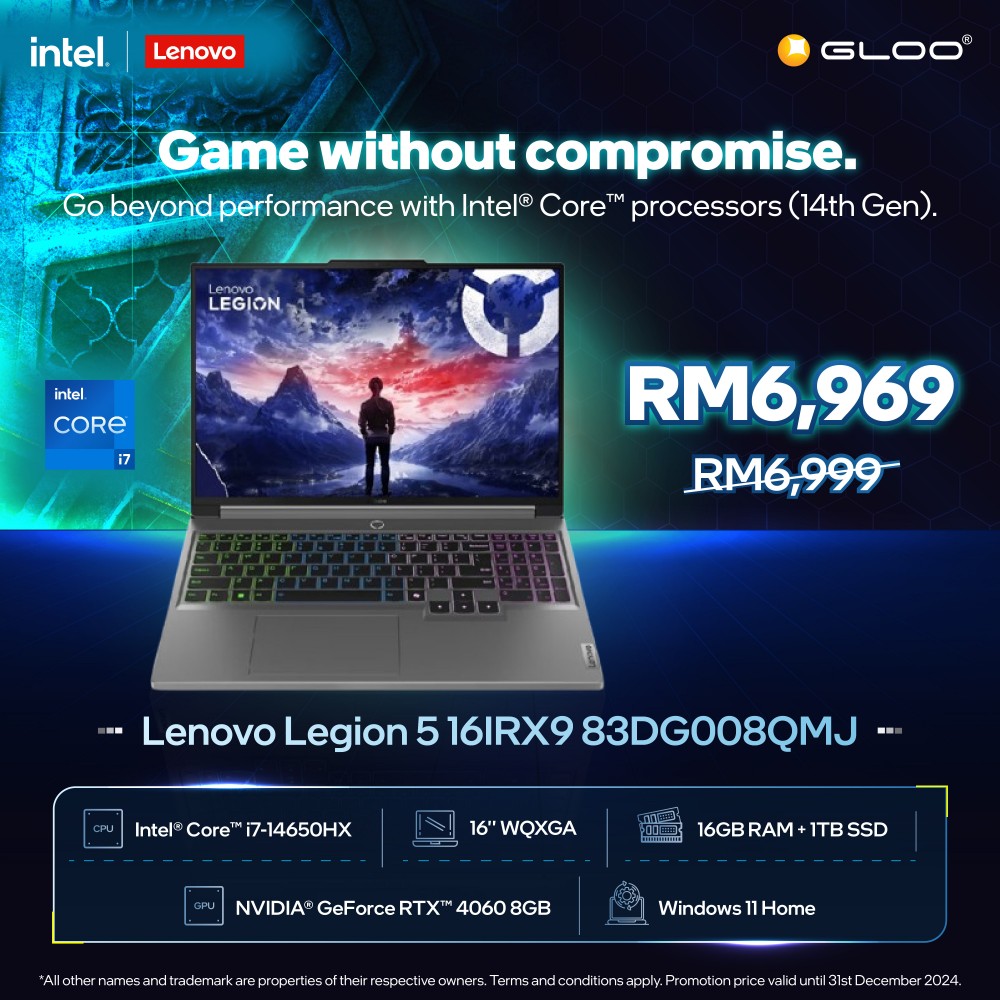 Lenovo Gaming Legion 5 16IRX9 83DG008QMJ (i7-14650HX,16GB,1TB SSD,RTX4060 8GB,16" WQXGA,W11H,Grey,2Y) 