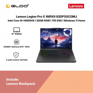 [Pre-order] Lenovo Legion Pro 5 16IRX9 83DF00CGMJ Gaming Laptop (NVIDIA® GeForce RTX™ 4070 8GB,i9-14900HX,32GB,1TB SSD,16"WQXGA,W11H,Grey,2Y) [ETA:3-5 working days]