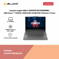 [Pre-order] Lenovo Legion Slim 5 16APH8 82Y9009DMJ Laptop (R7-7840HS,16GB,512GB SSD,RTX4050 6GB,16"WQXGA,W11H,Grey,2Y) [ETA: 3-5 working days]