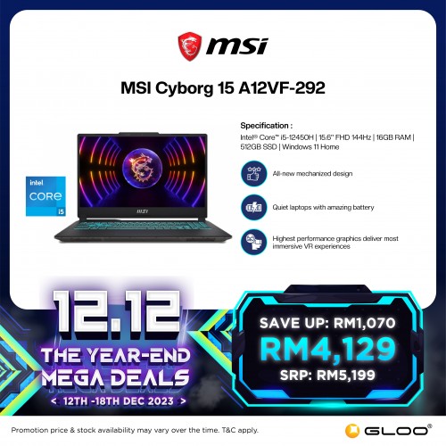 MSI Cyborg 15.6 Gaming Laptop - NVIDIA GeForce RTX 4060