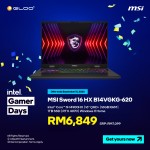 MSI Sword 16 HX B14VGKG-620MY Gaming Laptop (i9-14900HX,16GB,1TB SSD,RTX4070 8GB,16”QHD+,W11H,Gray,2Y)