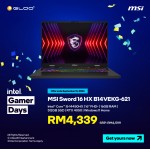 MSI Sword 16 HX B14VEKG-621MY Gaming Laptop (i5-14450HX,16GB,512GB SSD,RTX4050 6GB,16” FHD+,W11H,Gray,2Y)