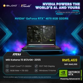 MSI Katana 15 B13VGK-2055MY Gaming Laptop (NVIDIA® GeForce RTX™ 4070 8GB,i7-13620H,16GB,1TB SSD,15.6” FHD,W11H,Blk,2Y) 