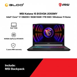 MSI Katana 15 B13VGK-2055MY Gaming Laptop (NVIDIA® GeForce RTX™ 4070 8GB,i7-13620H,16GB,1TB SSD,15.6” FHD,W11H,Blk,2Y) 