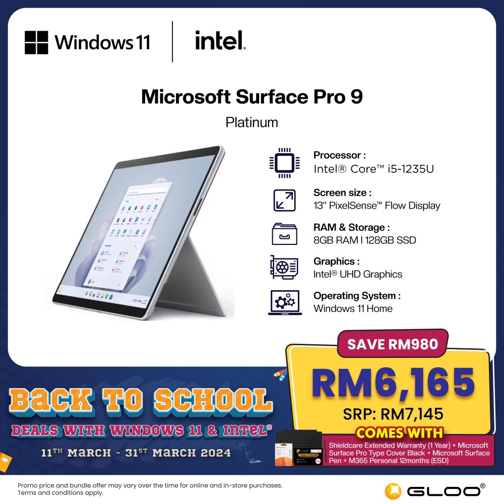 Microsoft Surface Pro 9 w/13 Touch Screen, Intel Evo Platform Core i7,  16GB Memory, 256GB SSD - Sapphire (Device Only)