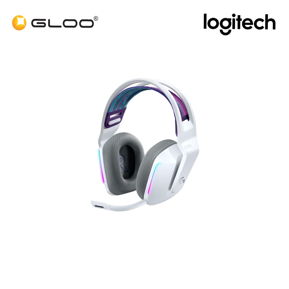 Logitech G733 LIGHTSPEED Wireless RGB Gaming Headset - White (981-000886)