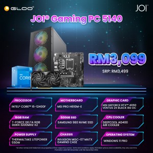 JOI GAMING PC (i5-12400F/16GB RAM/500GB SSD/GEForce RTX 4060/W11P)