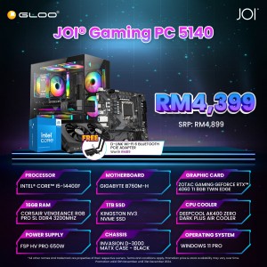 JOI GAMING PC (i5-14400F/16GB RAM/1TB SSD/GEForce RTX 4060 Ti/W11P)