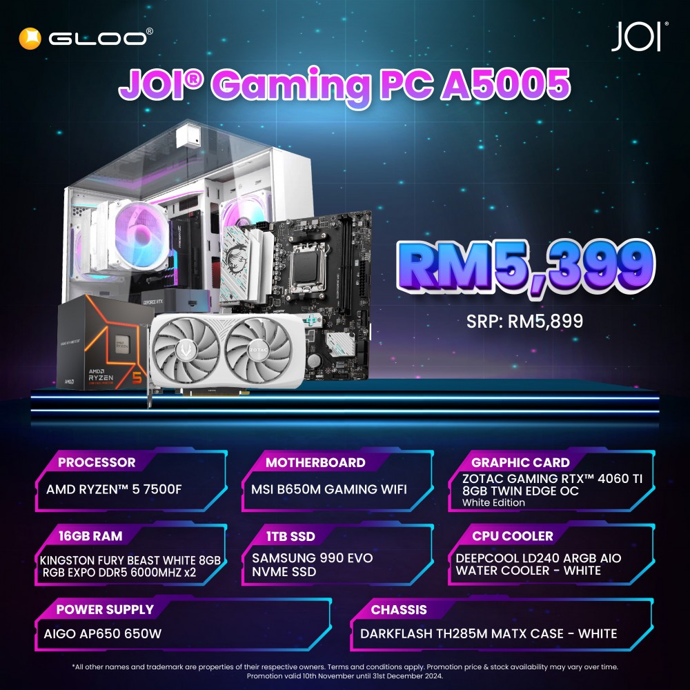 JOI GAMING PC (R5-7500F/32GB RAM/1TB SSD/RTX 4060 Ti/W11P)