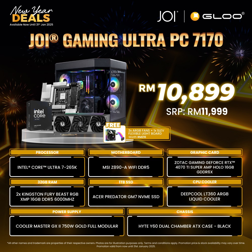 JOI Gaming Ultra PC (Intel core ultra 7-265KF/32GB RAM/1TB SSD/RTX4070/DOS)