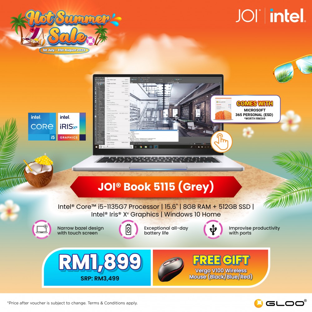 JOI Book 5115 (i5-1135G7/8GB/512GB SSD/W10P/15.6"/Touch/Gray)