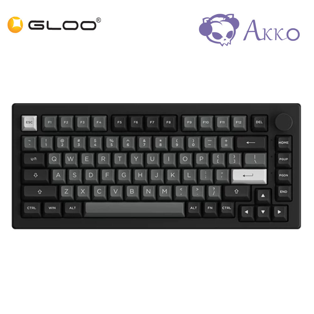 Akko 5075B Plus Black & Silver Castle Fully Assembled Multi-Mode Wireless Plus Hot-swap Keyboard - Akko Cream Yellow Pro (6925758625722)