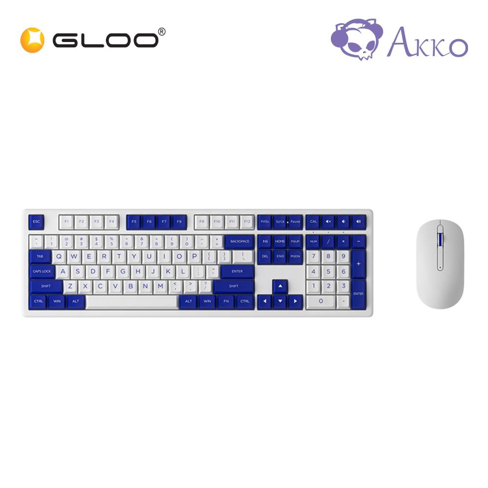 Akko MX108 Wireless Mechanical Keyboard and Mouse Combo - Blue & White – 6925758625975