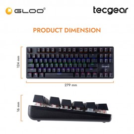 Tecgear CONTROL 87-Key Wireless RGB Mechanical Keyboard Black-Jerrzi Blue Switches (TGKB-C87-BK-JBL)