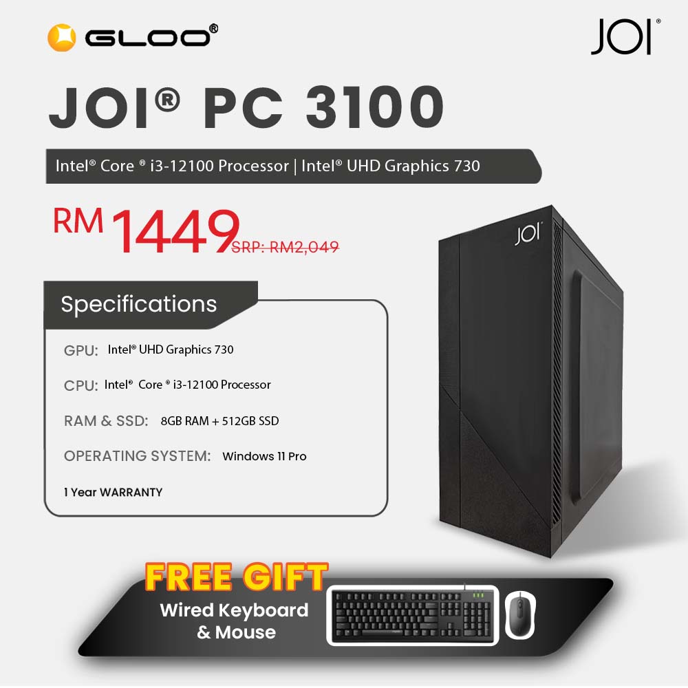 JOI PC 3100 (i3-12100/8GB RAM/512GB SSD/W11P)