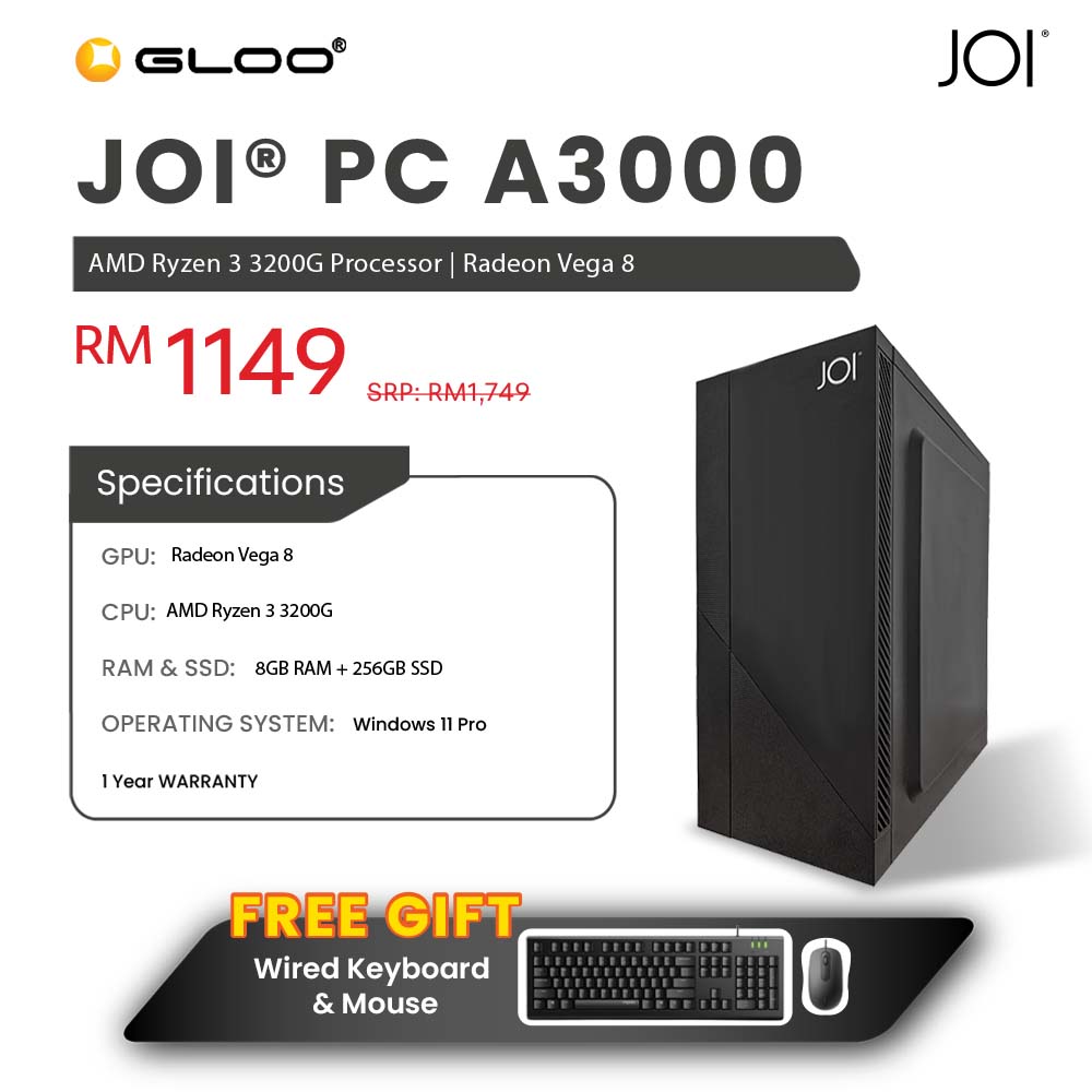 JOI PC A3000 (RYZEN 3 3200G/8GB RAM/256GB SSD/W11P)