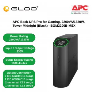 APC Back-UPS Pro for Gaming, 2200VA/1320W, Tower Midnight (Black) - BGM2200B-MSX