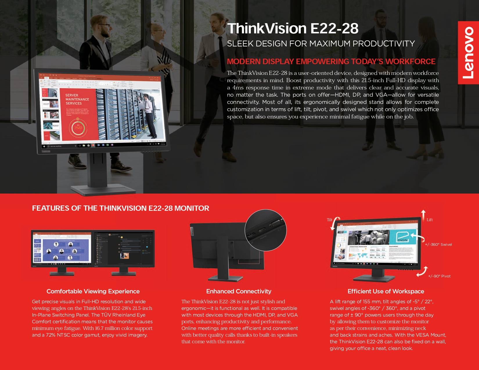 ThinkVision 21.5 inch Monitor - E22-28